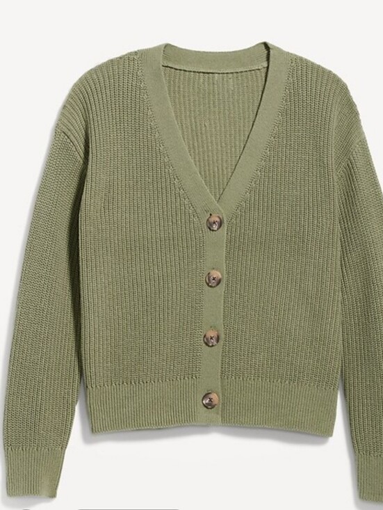 GAP Sweaters - GAP Sage Green Knit Semi Cropped Cardigan Sweater Button Womens size Medium